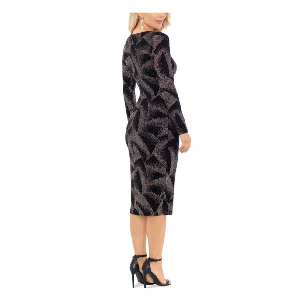 B&A  BY BETSY & ADAM Womens Black Lined Long Sleeve Sheath Dress 6 - Picture 2 of 4